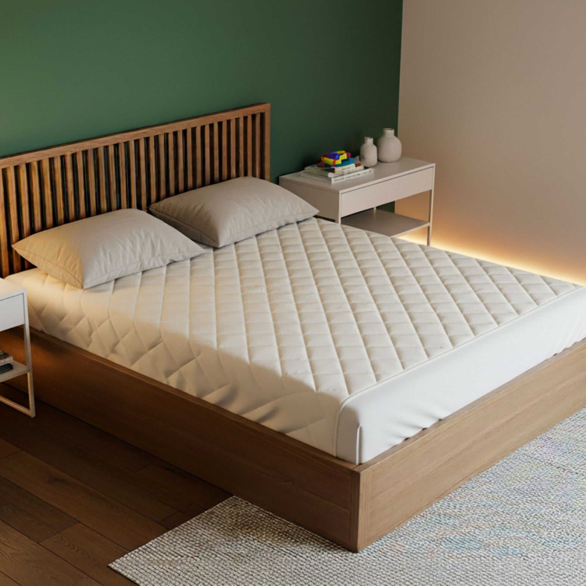 Rudie Baby leakproof bed guard in Beige, double size, alternate view