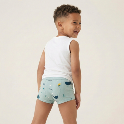 Rudie Baby toilet training underwear detail - soft bamboo terry absorbent layer, Whales print