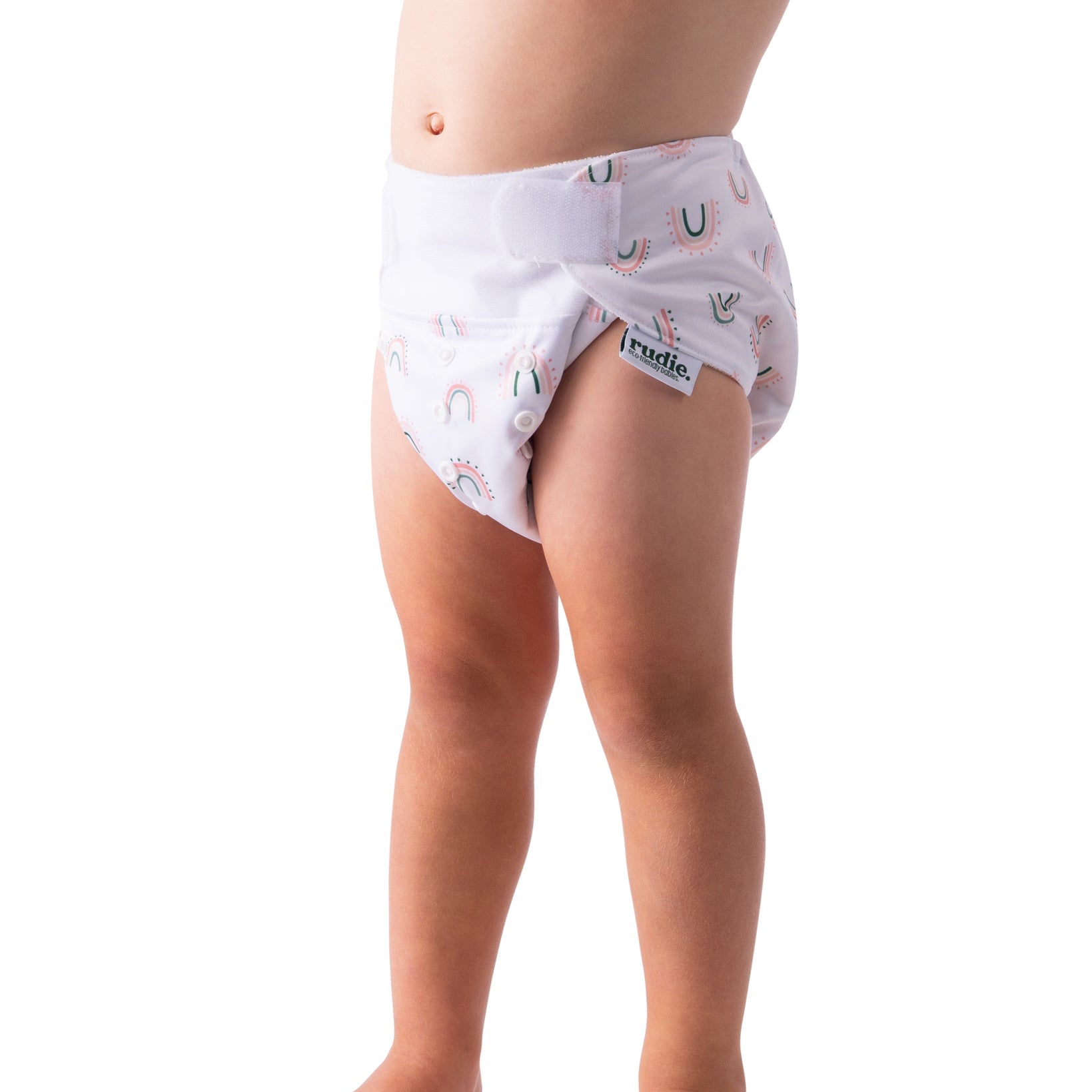 Rudie Baby DryStart toilet training diaper, product flat lay